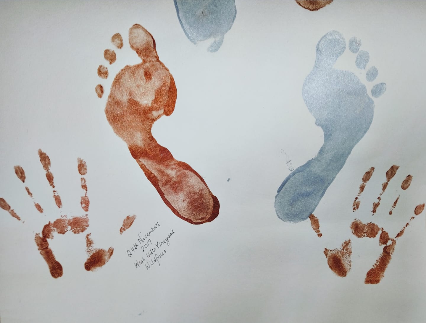 Image of hands and feet paint impressed.